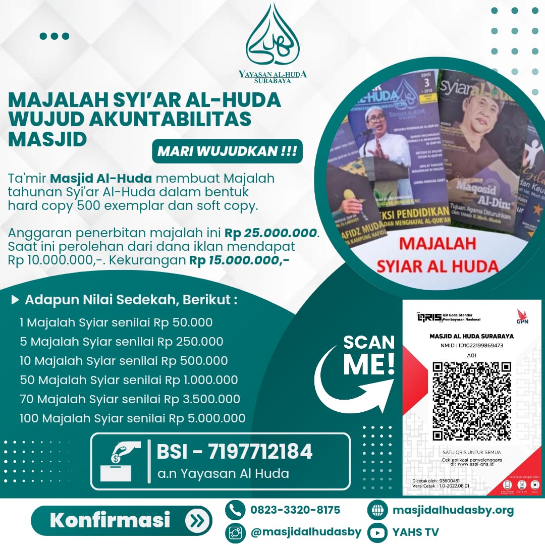 Sedekah Majalah Syi’ar Al-Huda Sebagai Wujud Akuntabilitas Masjid